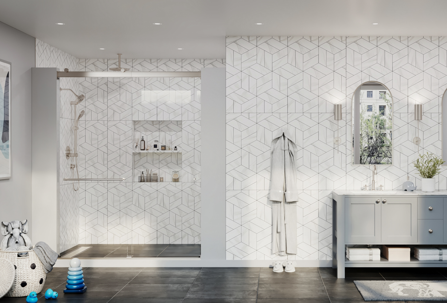 Rotolo Lux Semi-Frameless 1/4-inch Glass Sliding Shower Door